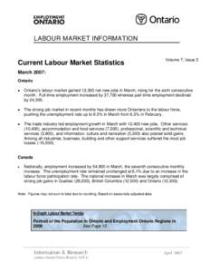 LABOUR MARKET INFORMATION  Current Labour Market Statistics Volume 7, Issue 3