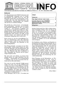 Berliner Komitee für UNESCO-Arbeit e.V. • Nr. 46 • Dezember 2006 • Seite 1  Informationen des Berliner Komitees für UNESCO-Arbeit e.V. • Nr. 46 • Dezember 2006 Editorial Die Mitgliedstaaten der UNESCO bekenne