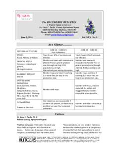 The BLUEBERRY BULLETIN A Weekly Update to Growers Dr. Gary C. Pavlis, County Agricultural Agent 6260 Old Harding Highway, NJ[removed]Phone: [removed]Fax: [removed]Email: [removed]