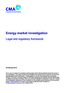 Regulatory and legal framework working paper