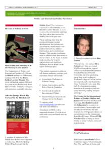 Politics & International Studies Newsletter, no. 5  February 2012 Politics and International Studies Newsletter