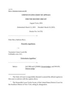 14‐1732 Ricci v. Teamsters Union Local 456 UNITED STATES COURT OF APPEALS FOR THE SECOND CIRCUIT August Term, 2014