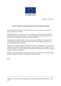Local EU statement on attacks against Muslim Community in Sri Lanka3