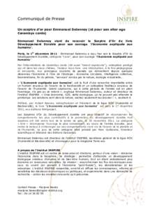 Communiqué de Presse Un sceptre d’or pour Emmanuel Delannoy (et pour son alter ego Cerambyx cerdo) Emmanuel Delannoy vient de recevoir le Sceptre d’Or du livre Développement Durable pour son ouvrage 