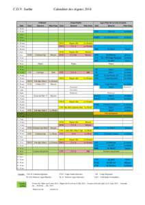 C.D.V. Sarthe  Calendrier des régates 2014 Critérium Date