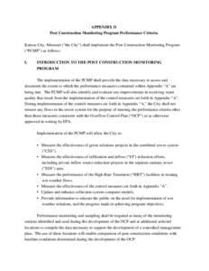 KCMO_Consent_Decree_-_Appendix D , Post Construction Monitoring Program Performance Criteria