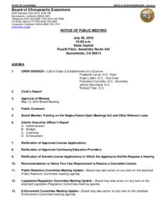 Board of Chiropractic Examiners - Notice of Public Meeting