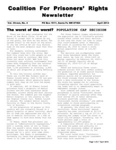 Coalition For Prisoners’ Rights Newsletter Vol. 39-mm, No. 4  PO Box 1911, Santa Fe NM 87504