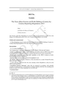 The taxes ( Base erosion and profit shifting)(country-by-country reporting) regulations 2015