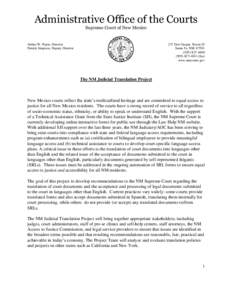 Administrative Office of the Courts Supreme Court of New Mexico Arthur W. Pepin, Director Patrick Simpson, Deputy Director