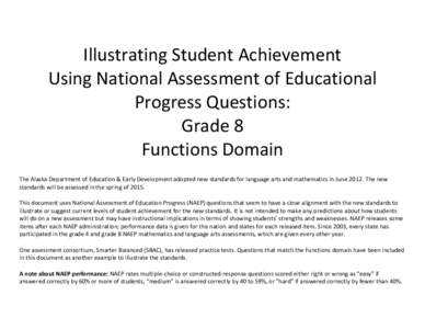 Illustrating Student Achievement Using National Assessment of Educational Progress Questions: Grade 8 Functions Domain The Alaska Department of Education & Early Development adopted new standards for language arts and ma