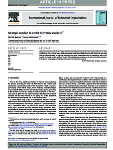 Strategic conduct in credit derivative markets