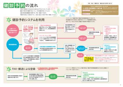 健 診 予 約 の流れ  予約・申込・登録方法・健診当日のお問い合わせ バリュー H Rカスタマ ー サ ービス  TEL