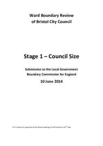 Ward Boundary Review of Bristol City Council Stage 1 – Council Size Submission to the Local Government Boundary Commission for England