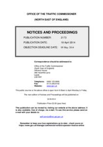 Notices and proceedings: North East of England: 18 April 2014