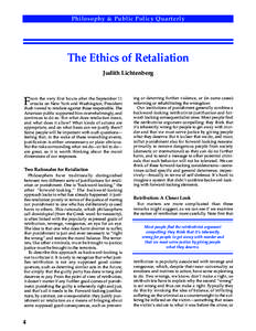 Philosophy & Public Policy Quarterly  The Ethics of Retaliation Judith Lichtenberg  F