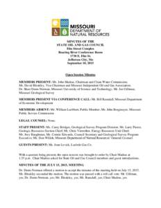 MINUTES OF THE STATE OIL AND GAS COUNCIL Elm Street Complex Roaring River Conference Room 1730 E. Elm St. Jefferson City, Mo