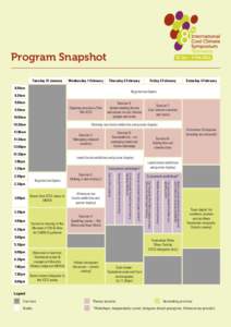 Program Snapshot Tuesday 31 January Wednesday 1 February  Thursday 2 February