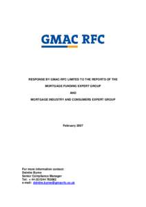 Reply to the consultation on the reports of Mortgage Funding Expert Group (MFEG) & Mortgage Industry and Consumer Dialogue (MI