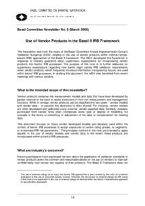 Use of Vendor Products in the Basel II IRB Framework