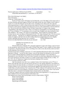 Southern Campaign American Revolution Pension Statements & Rosters Pension Application of William Foster W2986 Sarah Baker Transcribed and annotated by C. Leon Harris. 22 Feb[removed]VA