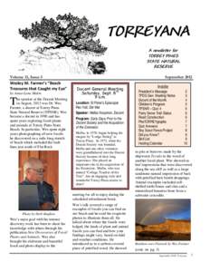 TORREYANA A newsletter for TORREY PINES STATE NATURAL RESERVE Volume 13, Issue 5