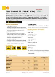 Technical Data Sheet  Shell Rotella® T5 10W-30 (CJ-4) • Low Emissions • Energy Saving