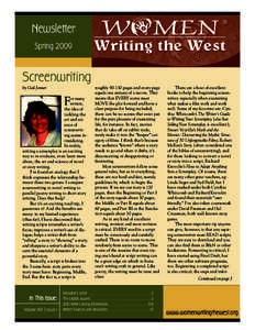 Newsletter Spring 2009 Screenwriting by Gail Jenner