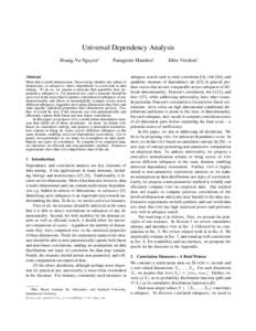 Universal Dependency Analysis Hoang-Vu Nguyen◦ Panagiotis Mandros◦  Abstract