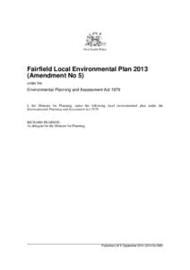 New South Wales  Fairfield Local Environmental Plan[removed]Amendment No 5) under the