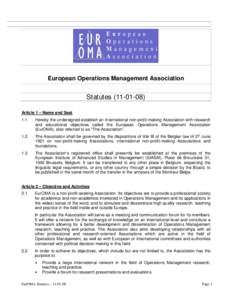 European Operations Management Association  StatutesArticle 1 – Name and Seat 1.1