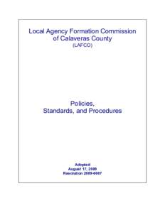 Local Agency Formation Commission of Calaveras County (LAFCO) Policies, Standards, and Procedures