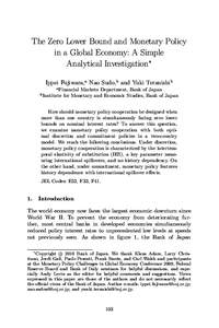 The Zero Lower Bound and Monetary Policy in a Global Economy: A Simple Analytical Investigation∗ Ippei Fujiwara,a Nao Sudo,b and Yuki Teranishib a