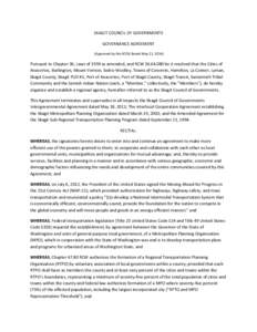 SKAGIT COUNCIL OF GOVERNMENTS GOVERNANCE AGREEMENT (Approved by the SCOG Board May 21, 2014) Pursuant to Chapter 36, Laws of 1959 as amended, and RCW[removed]be it resolved that the Cities of Anacortes, Burlington, Mou