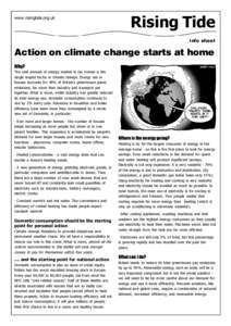 www.risingtide.org.uk  Rising Tide info sheet  Action on climate change starts at home