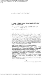 A latent variable model of the Family-of-Origin Scale for Ad Journal of Youth and Adolescence; Feb 1994; 23, 1; ABI/INFORM Global pg. 99 Reproduced with permission of the copyright owner. Further reproduction prohibited 