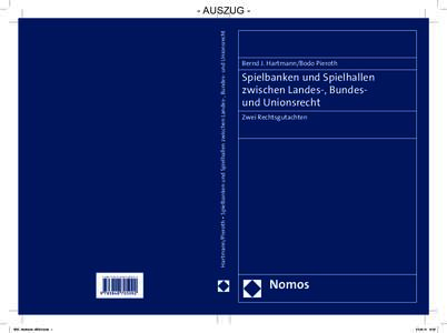 Hartmann/Pieroth • Spielbanken und Spielhallen zwischen Landes-, Bundes- und Unionsrecht  - AUSZUG - ISBN2