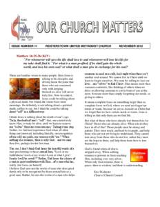 ISSUE NUMBER 11  REISTERSTOWN UNITED METHODIST CHURCH NOVEMBER 2012