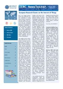 IERC Newsletter  VOLUME 5, ISSUE 1 October, 2014  European Research Cluster on the Internet of Things
