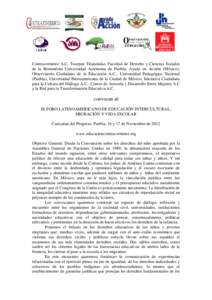 Contracorriente A.C, Tosepan Titataniske, Facultad de Derecho y Ciencias Sociales de la Benemérita Universidad Autónoma de Puebla, Ayuda en Acción (México), Observatorio Ciudadano de la Educación A.C., Universidad P