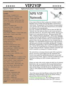 VIP2VIP  >>>>> Season 11, Volume 4  Big Bend National Park’s Volunteer Newsletter