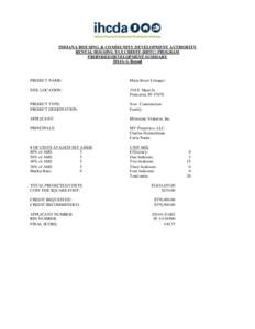 INDIANA HOUSING & COMMUNITY DEVELOPMENT AUTHORITY RENTAL HOUSING TAX CREDIT (RHTC) PROGRAM PROPOSED DEVELOPMENT SUMMARY 2014A-G Round  PROJECT NAME: