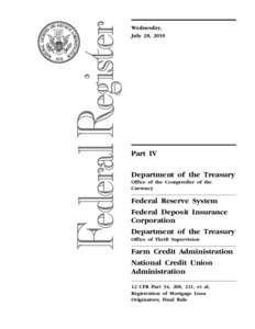 Wednesday, July 28, 2010 Part IV Department of the Treasury Office of the Comptroller of the