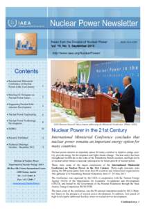 News from the Division of Nuclear Power Vol. 10, No. 3, September 2013 ISSN[removed]http://www.iaea.org/NuclearPower/