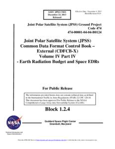 Common Data Format Control Book - External Volume IV - Part 4 - Earth Radiation Budget and Space EDRs