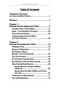 Im Already Home...Again  Table of Contents Freedom is Not Free by Jacena LouEllen Winburn ........................................ 1 Welcome ........................................................................ 