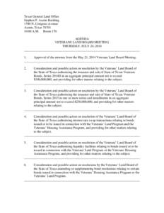 Texas General Land Office Stephen F. Austin Building 1700 N. Congress Avenue Austin, Texas[removed]:00 A.M. Room 170 AGENDA