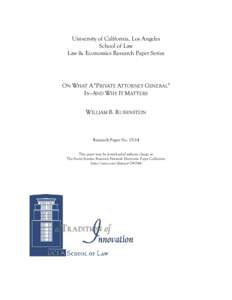 University of California, Los Angeles School of Law Law & Economics Research Paper Series ON WHAT A 