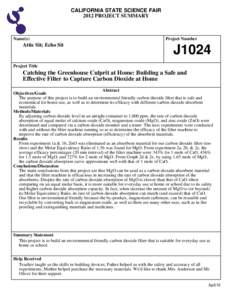 CALIFORNIA STATE SCIENCE FAIR 2012 PROJECT SUMMARY Name(s)  Attie Sit; Echo Sit
