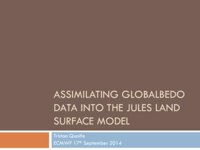 ASSIMILATING GLOBALBEDO DATA INTO THE JULES LAND SURFACE MODEL Tristan Quaife ECMWF 17th September 2014